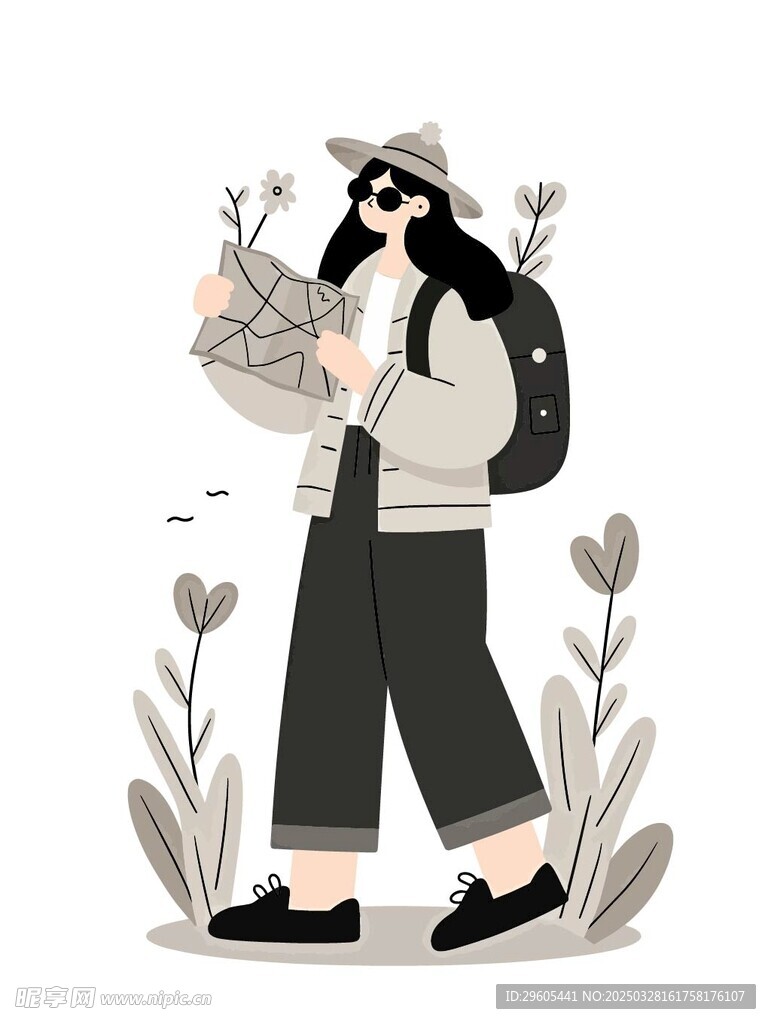 探险旅游人物扁平插画