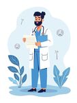 绿植医生人物扁平插画