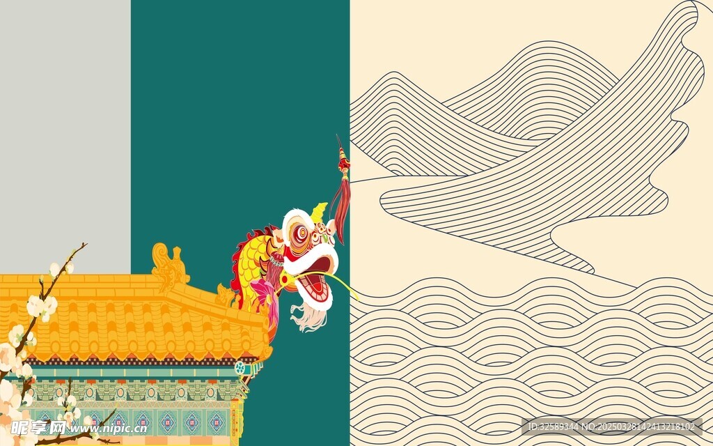 中式背景墙  