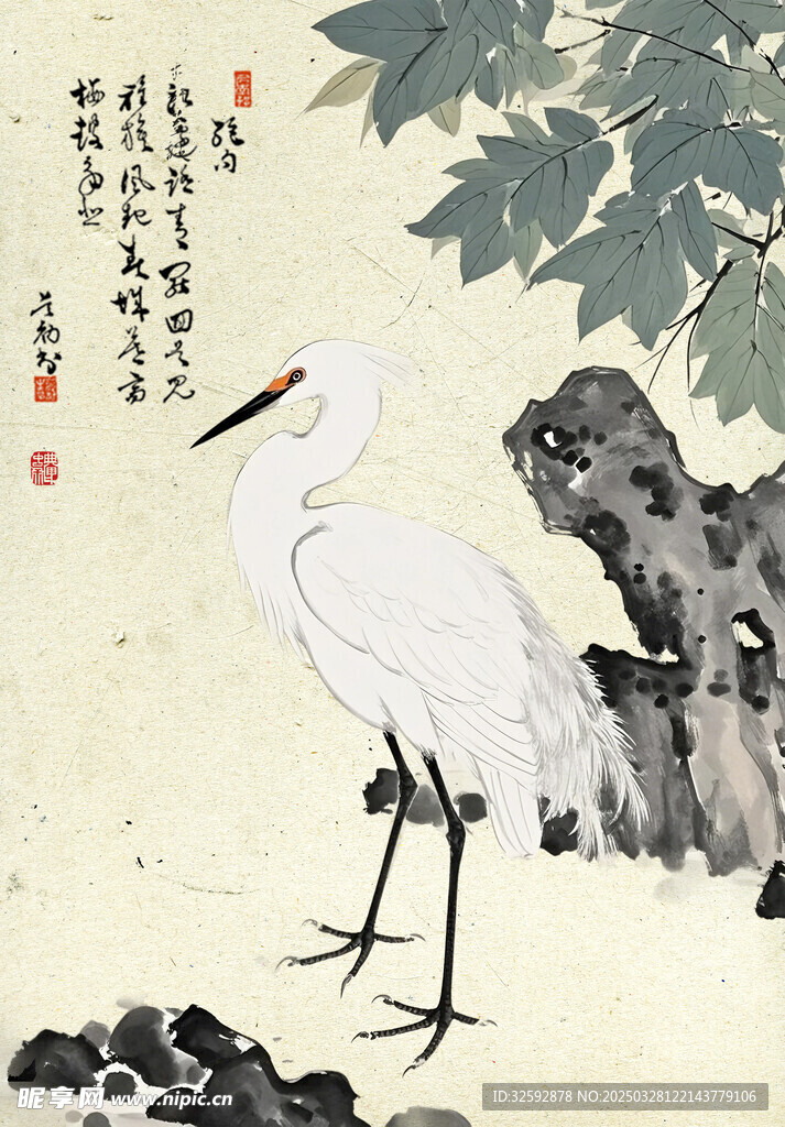 水墨鹤背景