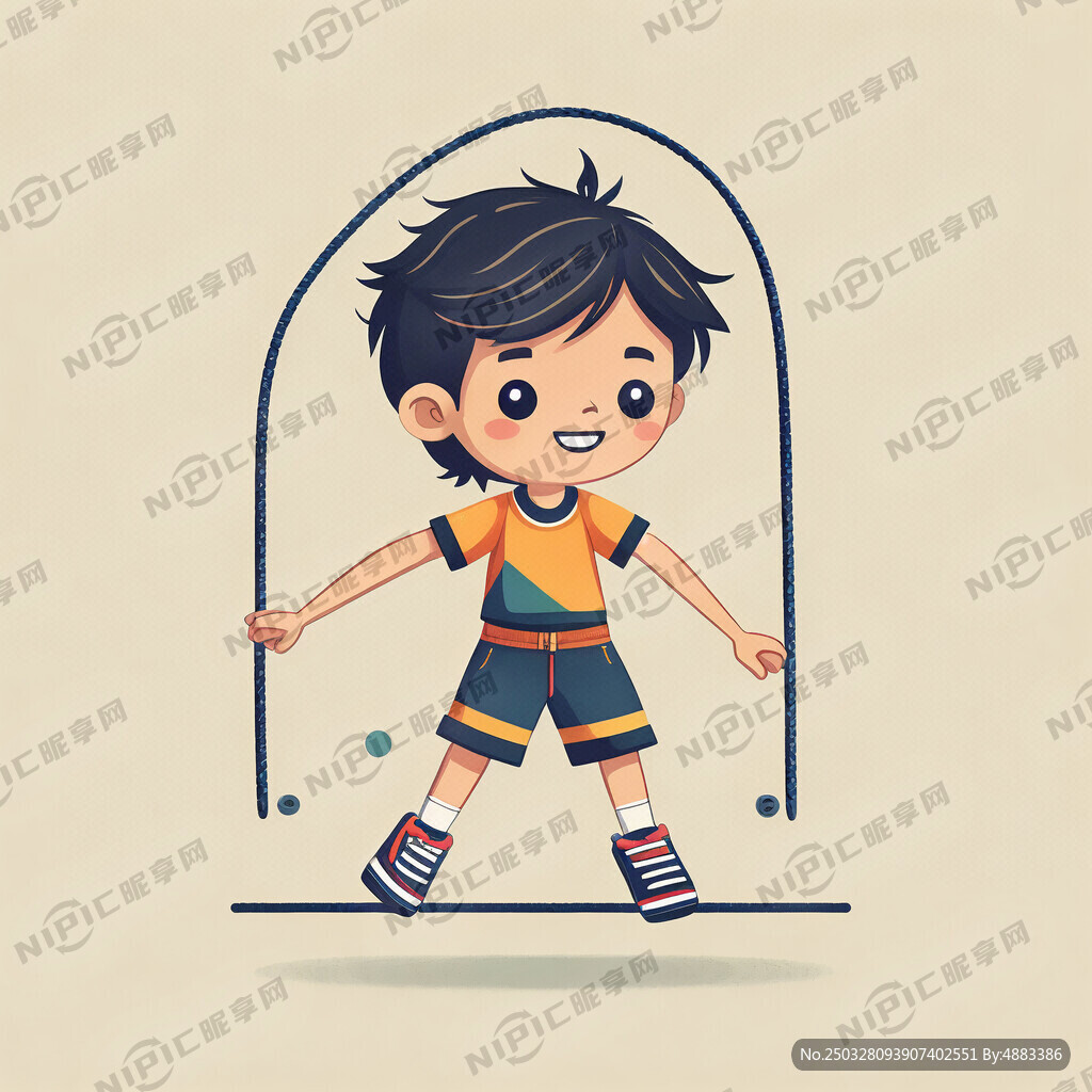 儿童跳绳 扁平风格