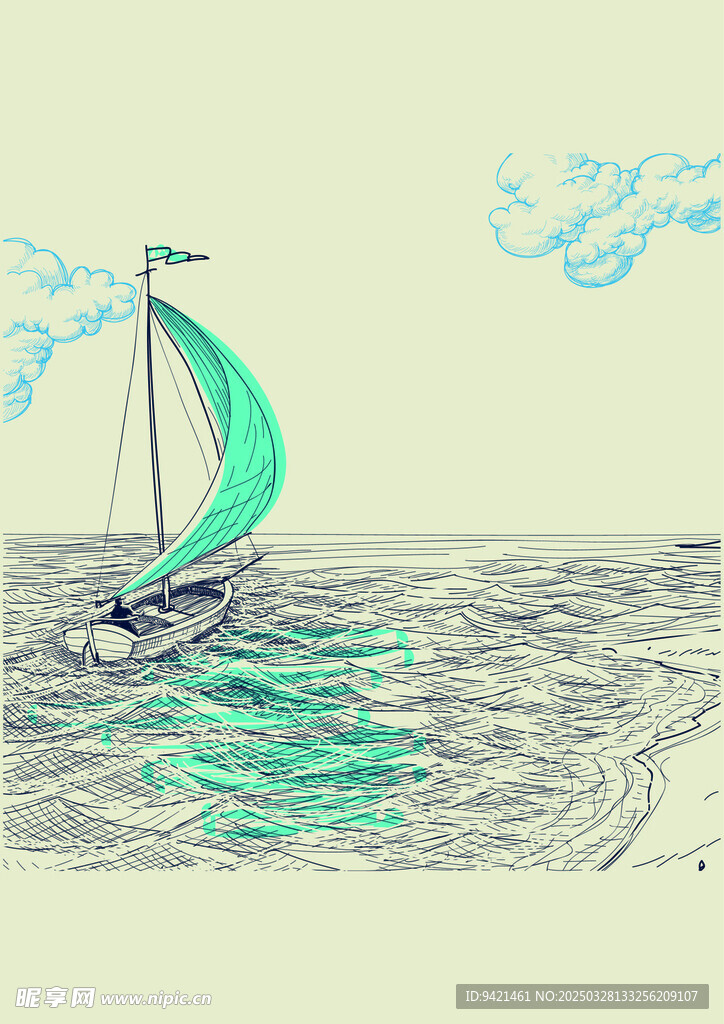 帆船插画