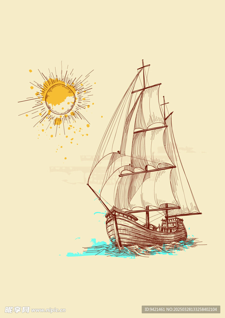 帆船插画