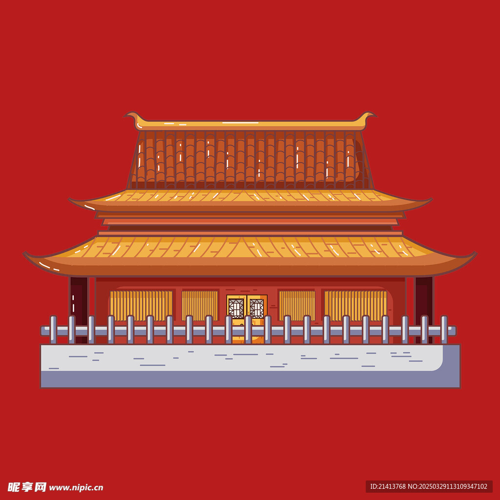 手绘古代建筑