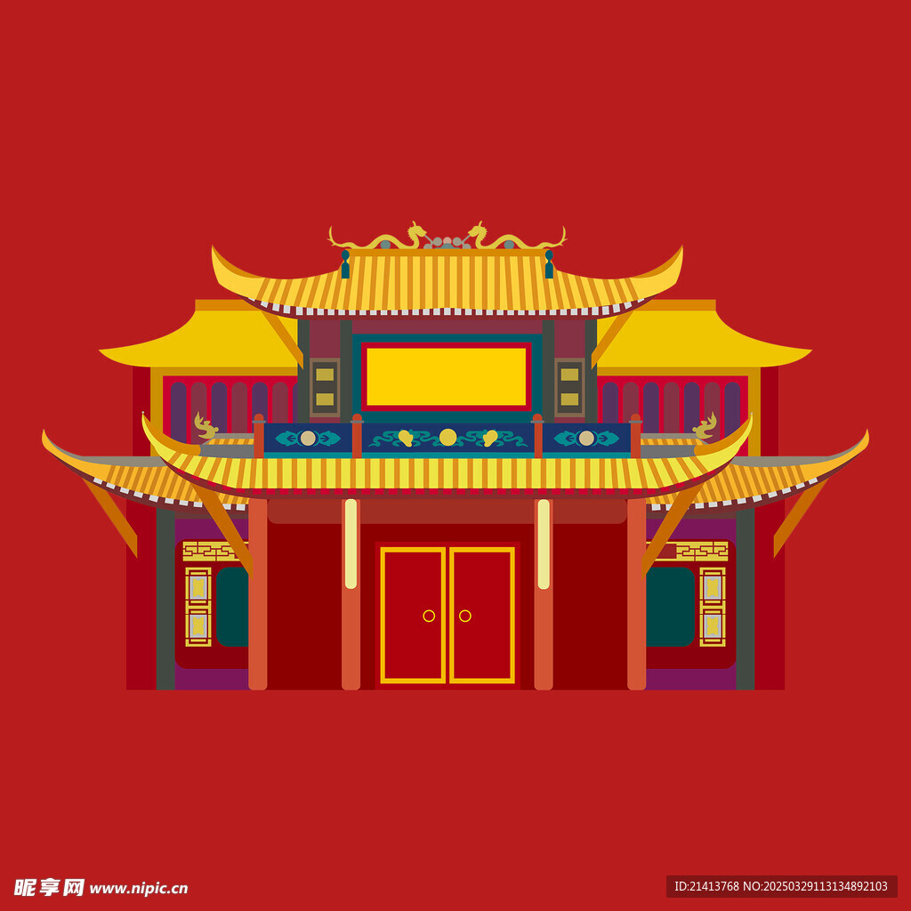 手绘古代建筑