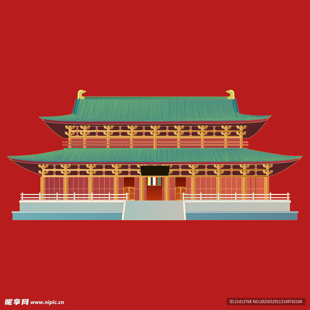 手绘古代建筑