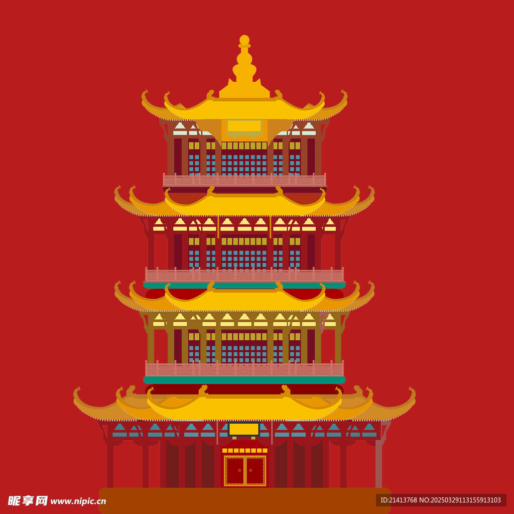 手绘古代建筑