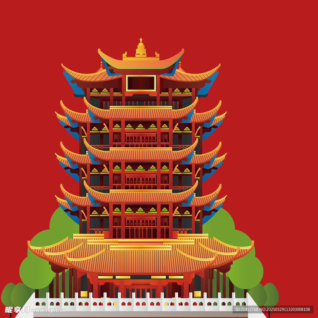 手绘古代建筑