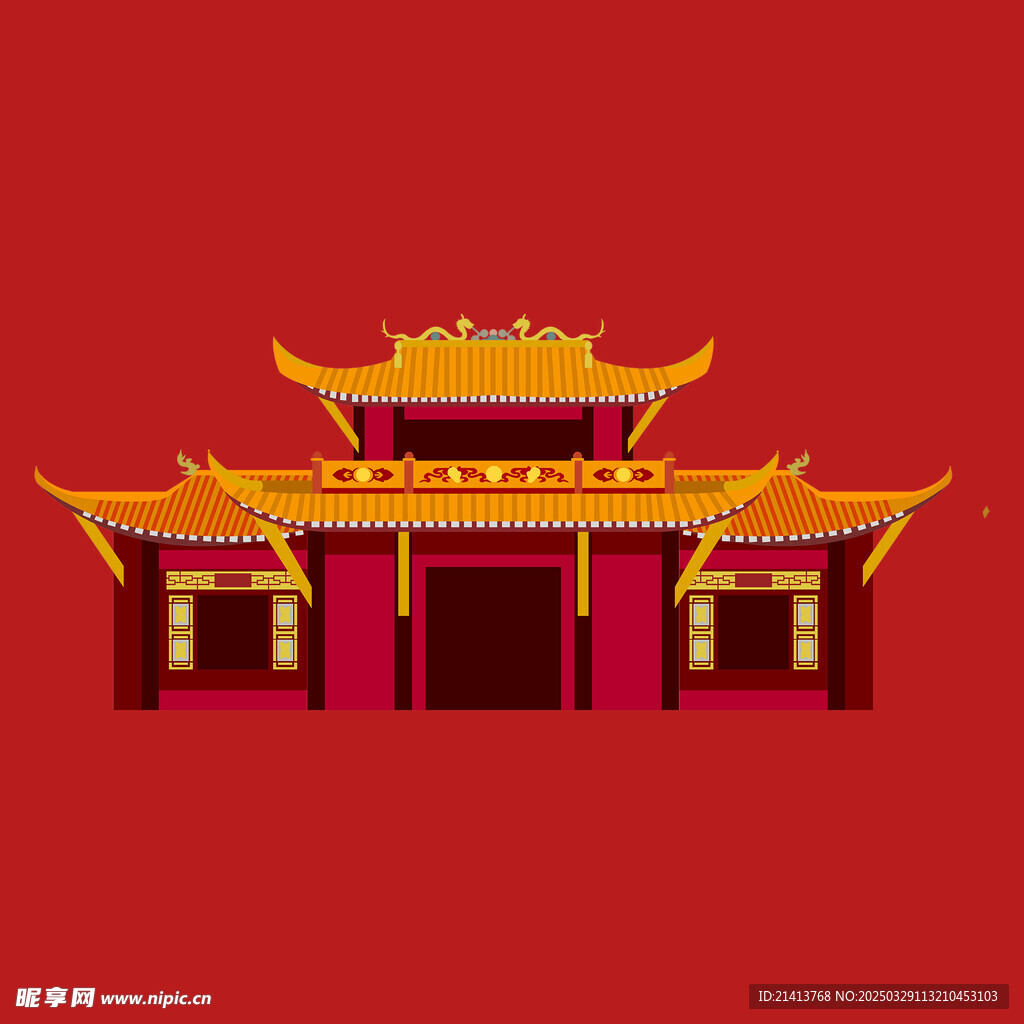 手绘古代建筑