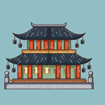 手绘古代建筑