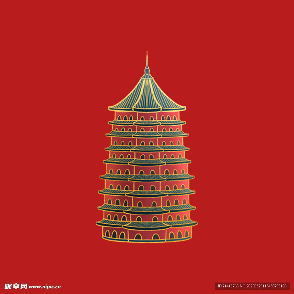 手绘古代建筑