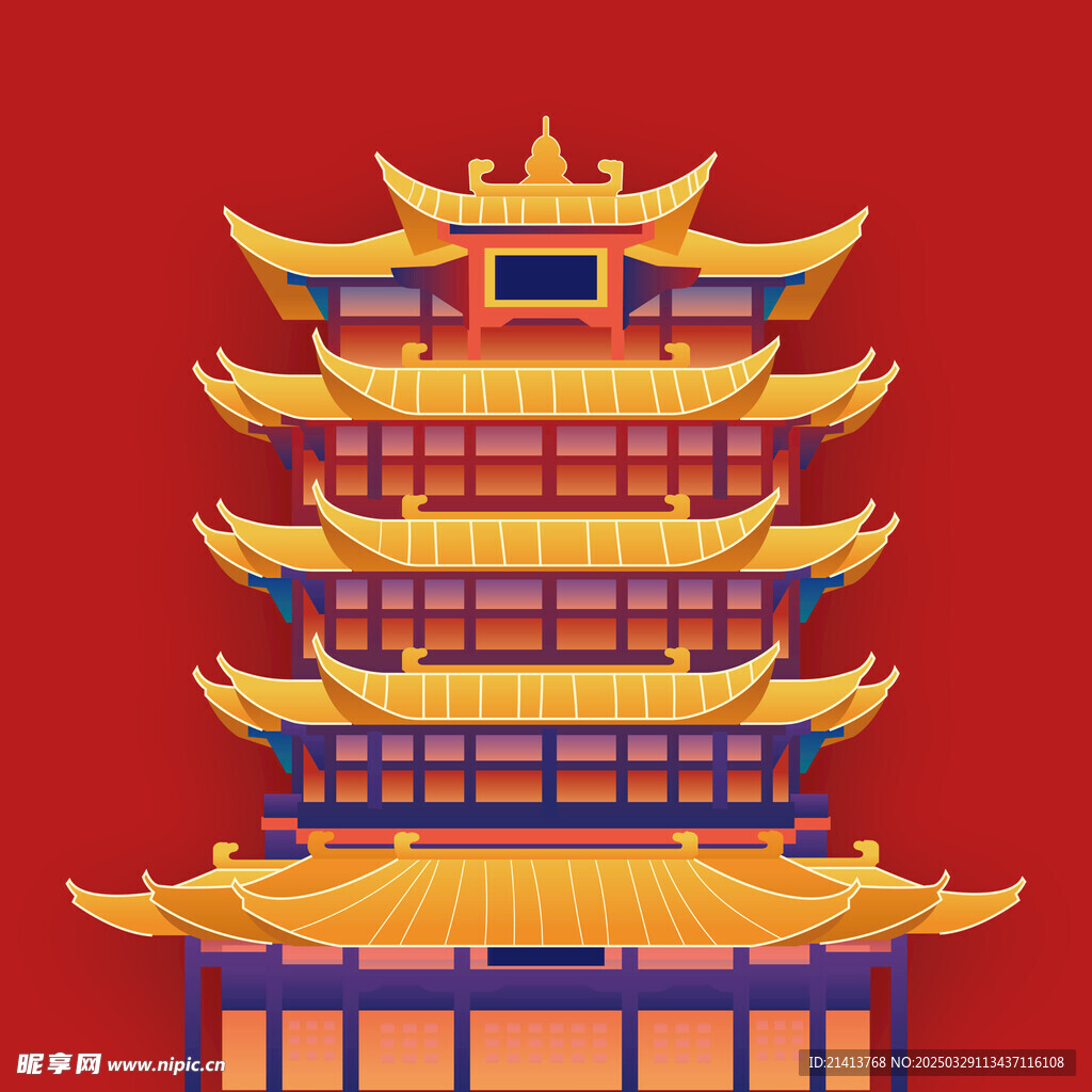 手绘古代建筑