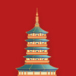 手绘古代建筑