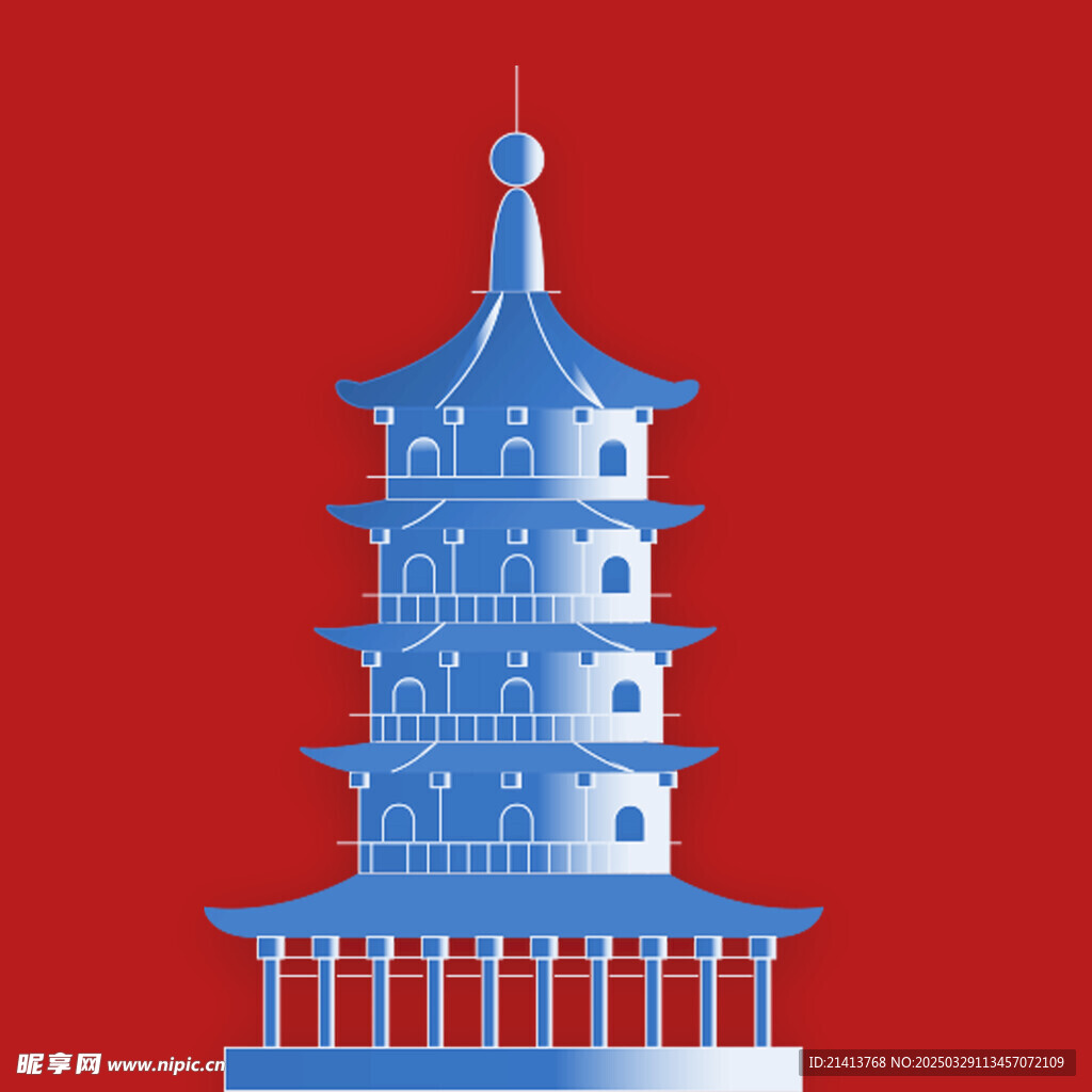 手绘古代建筑