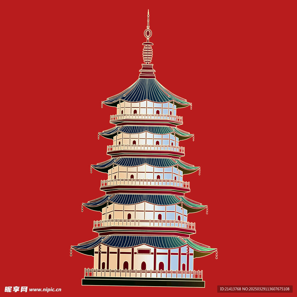 手绘古代建筑