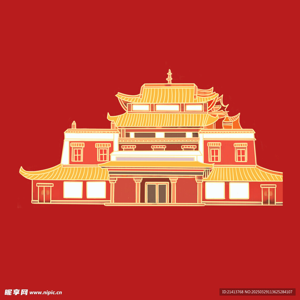手绘古代建筑