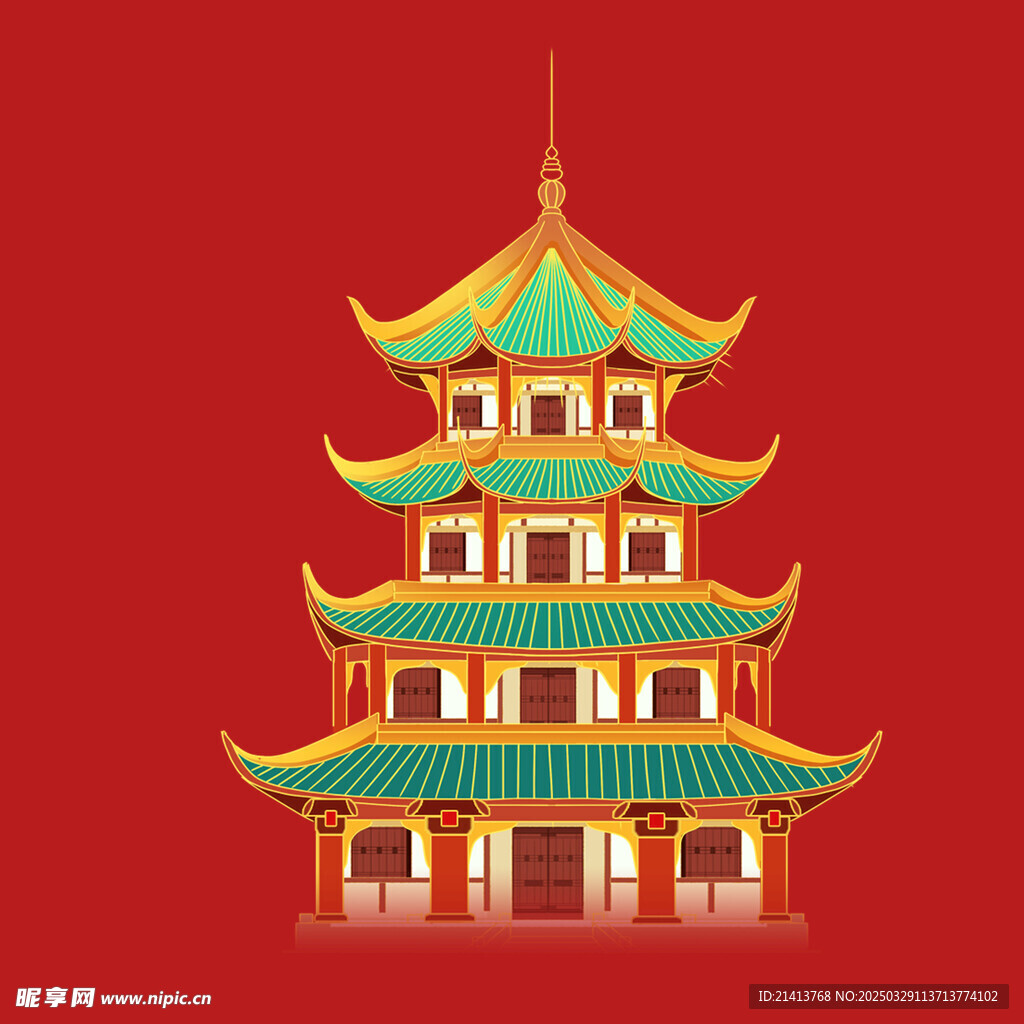 手绘古代建筑