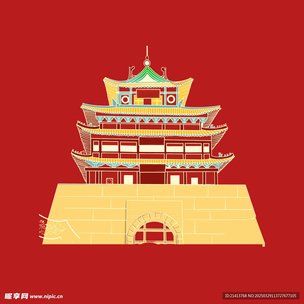 手绘古代建筑