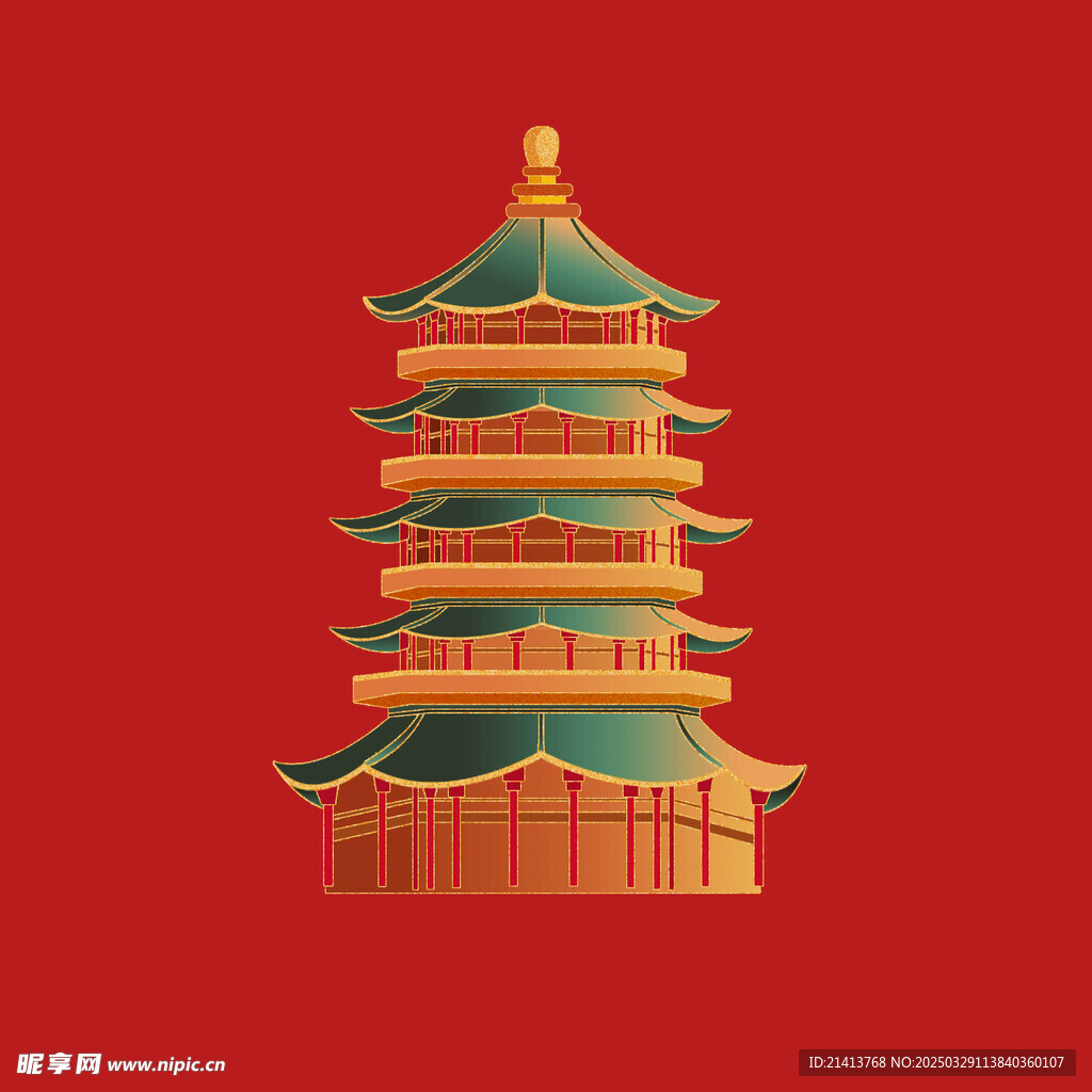 手绘古代建筑