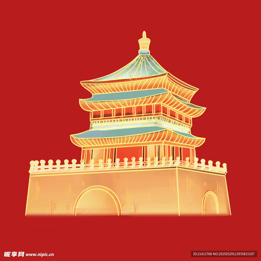 手绘古代建筑