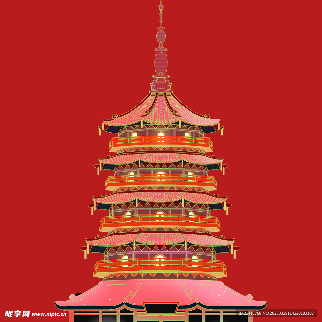 手绘古代建筑