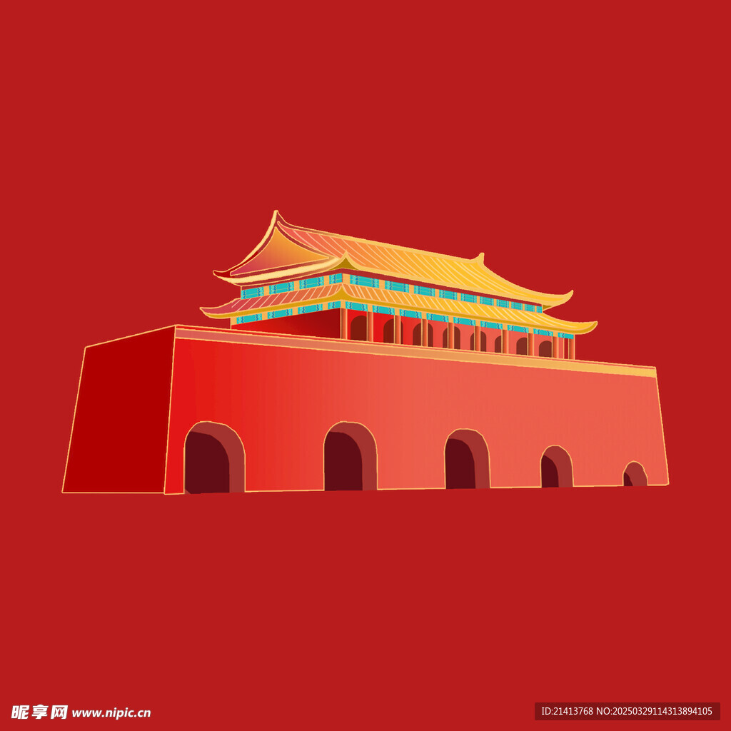 手绘古代建筑