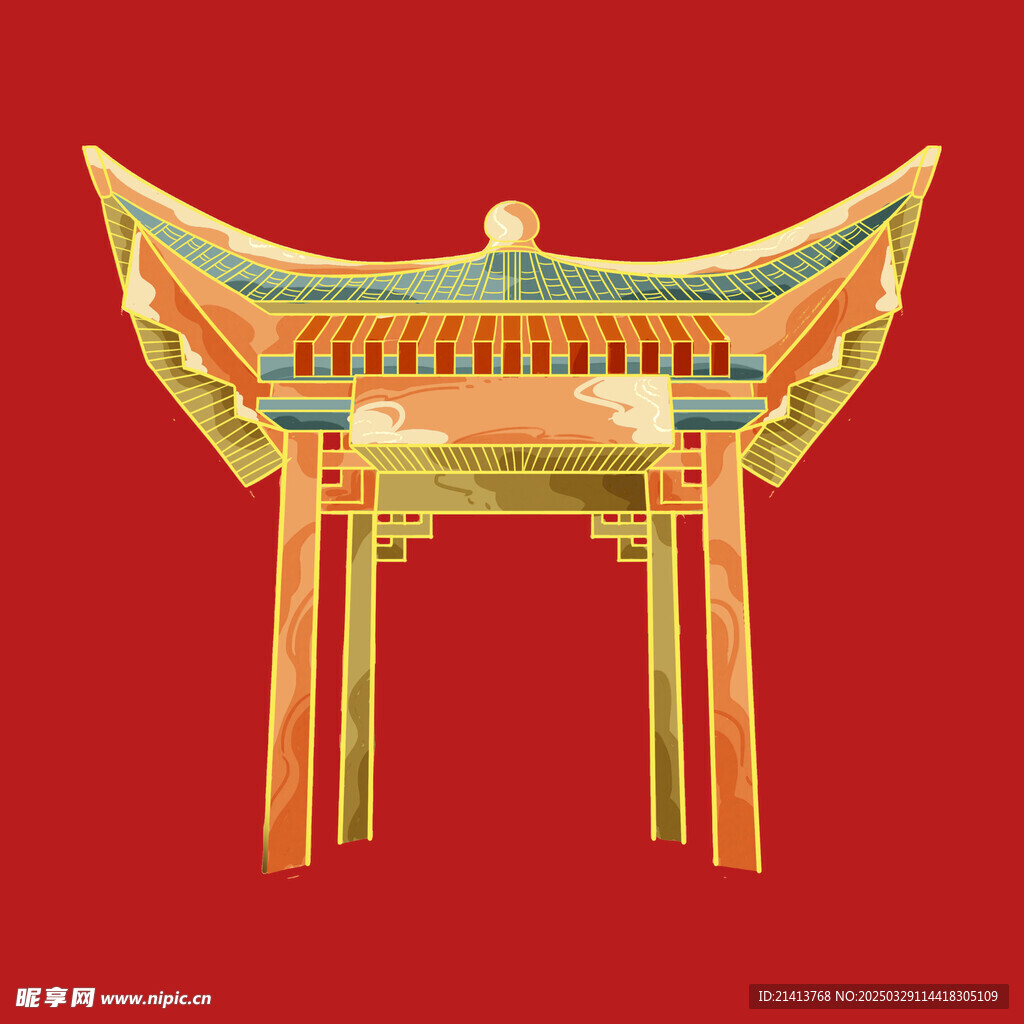 手绘古代建筑