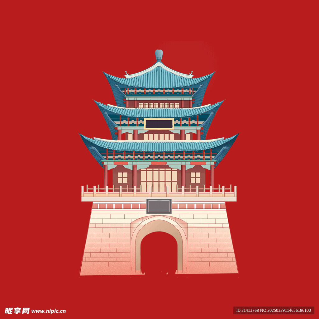 手绘古代建筑