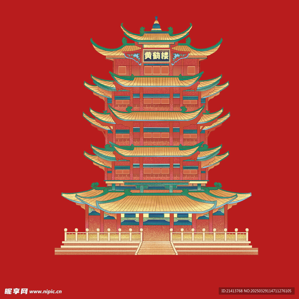 手绘古代建筑