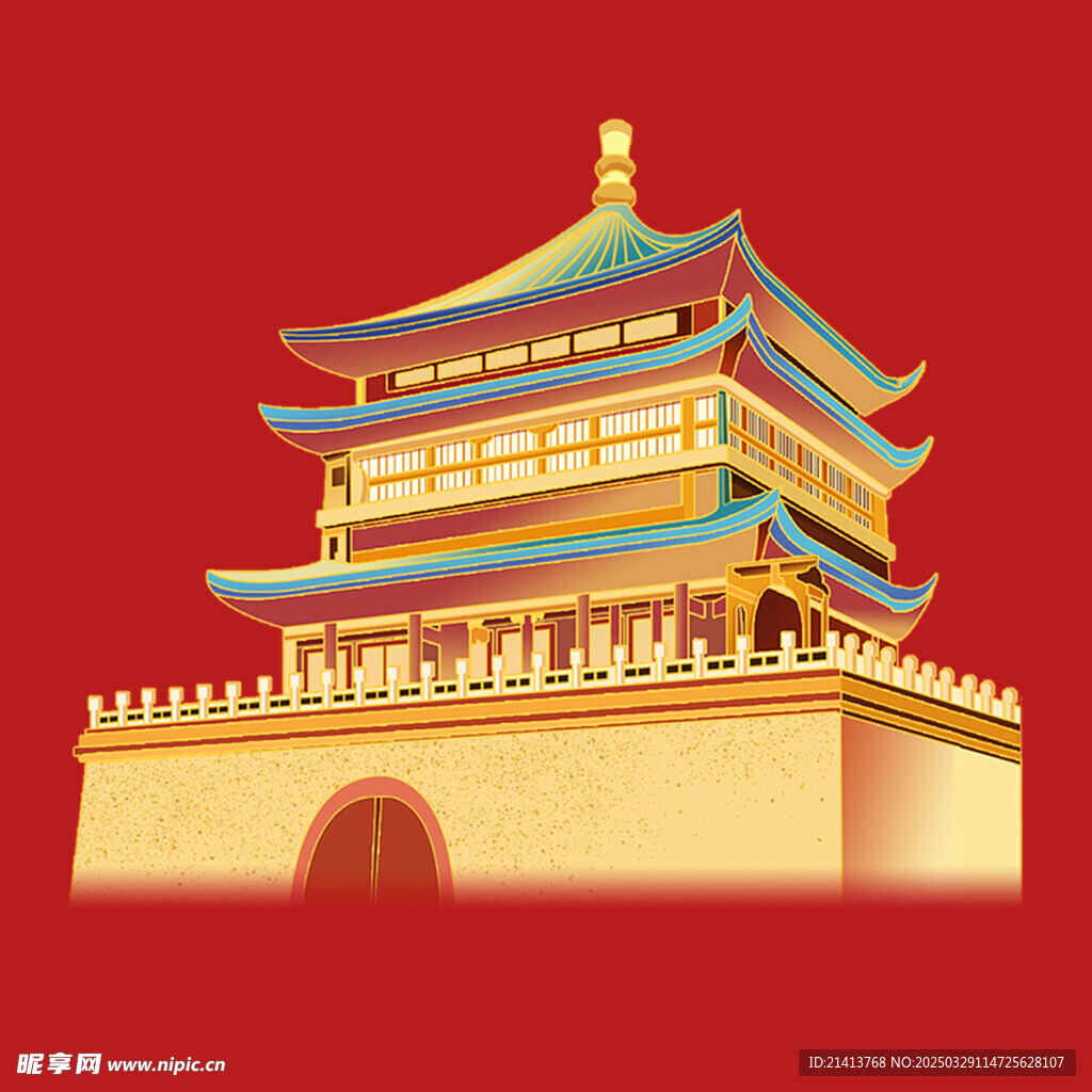 手绘古代建筑