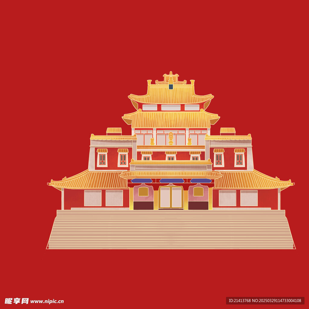 手绘古代建筑