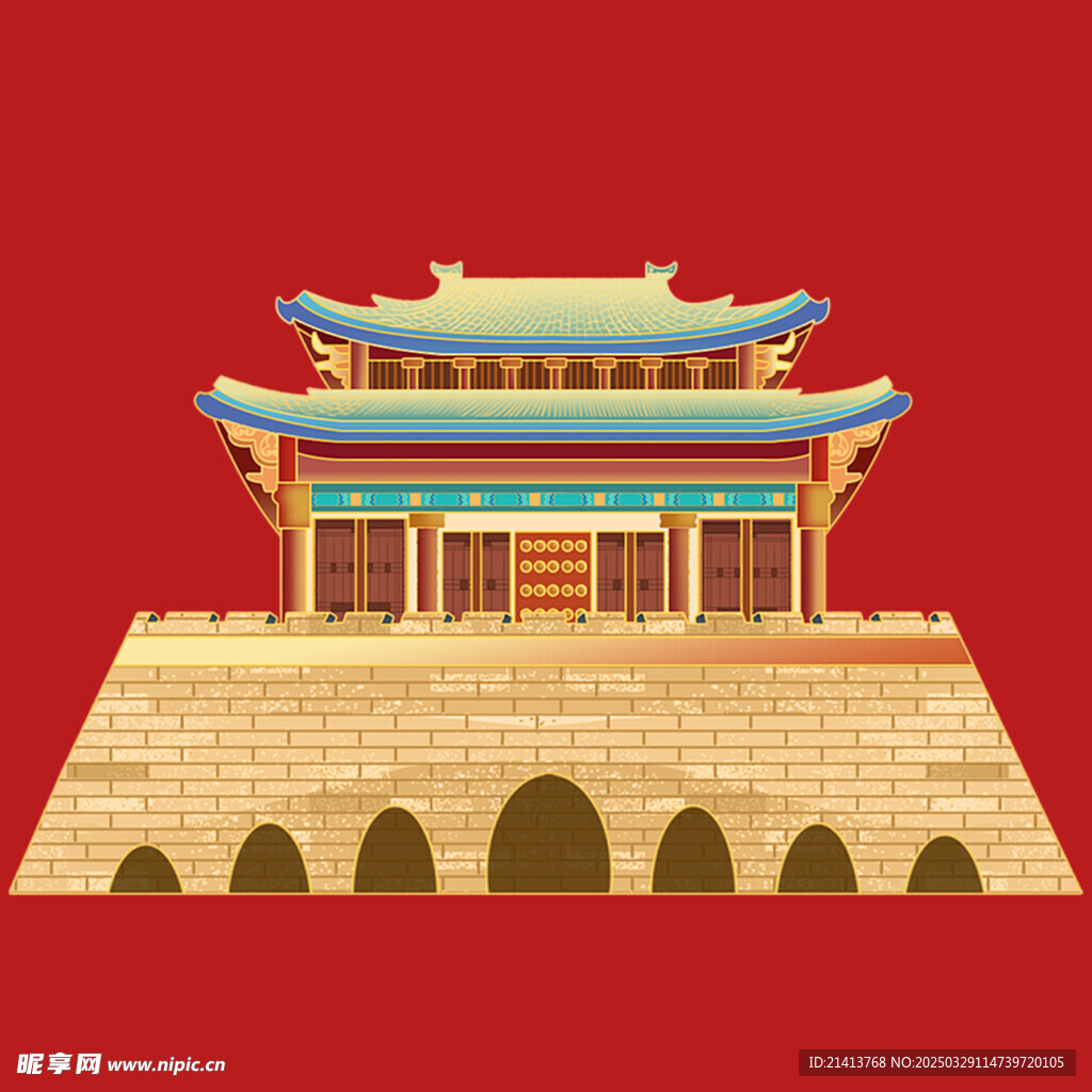 手绘古代建筑