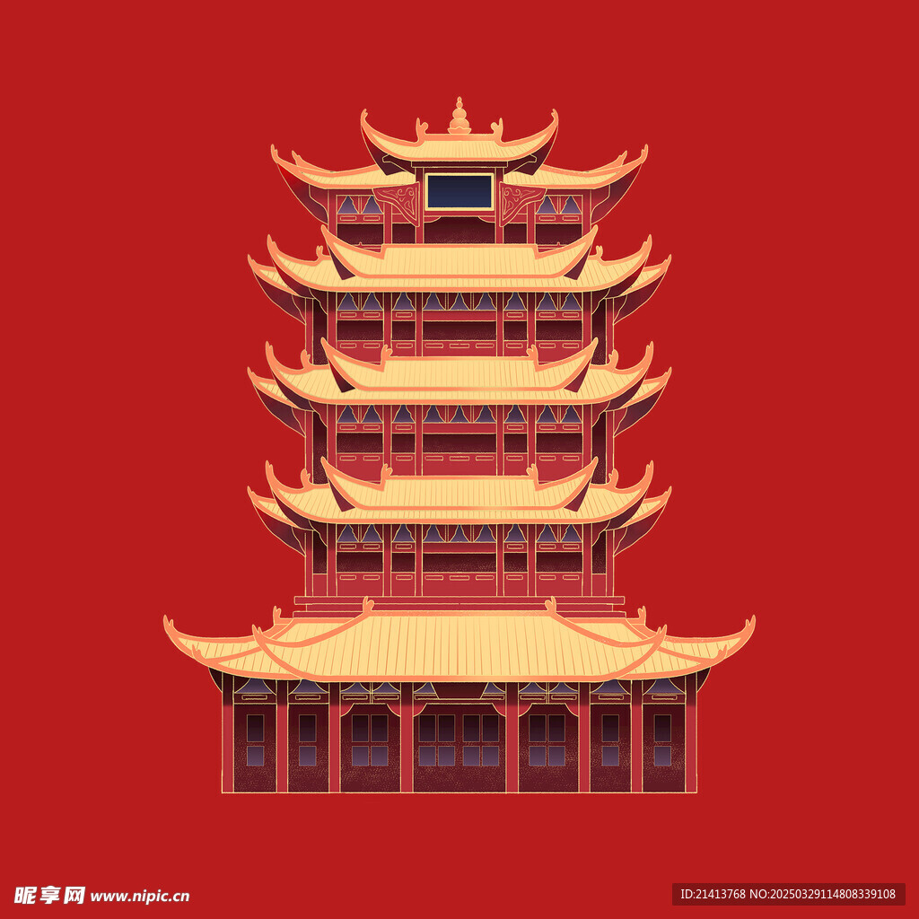 手绘古代建筑