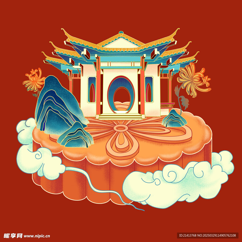 手绘古代建筑