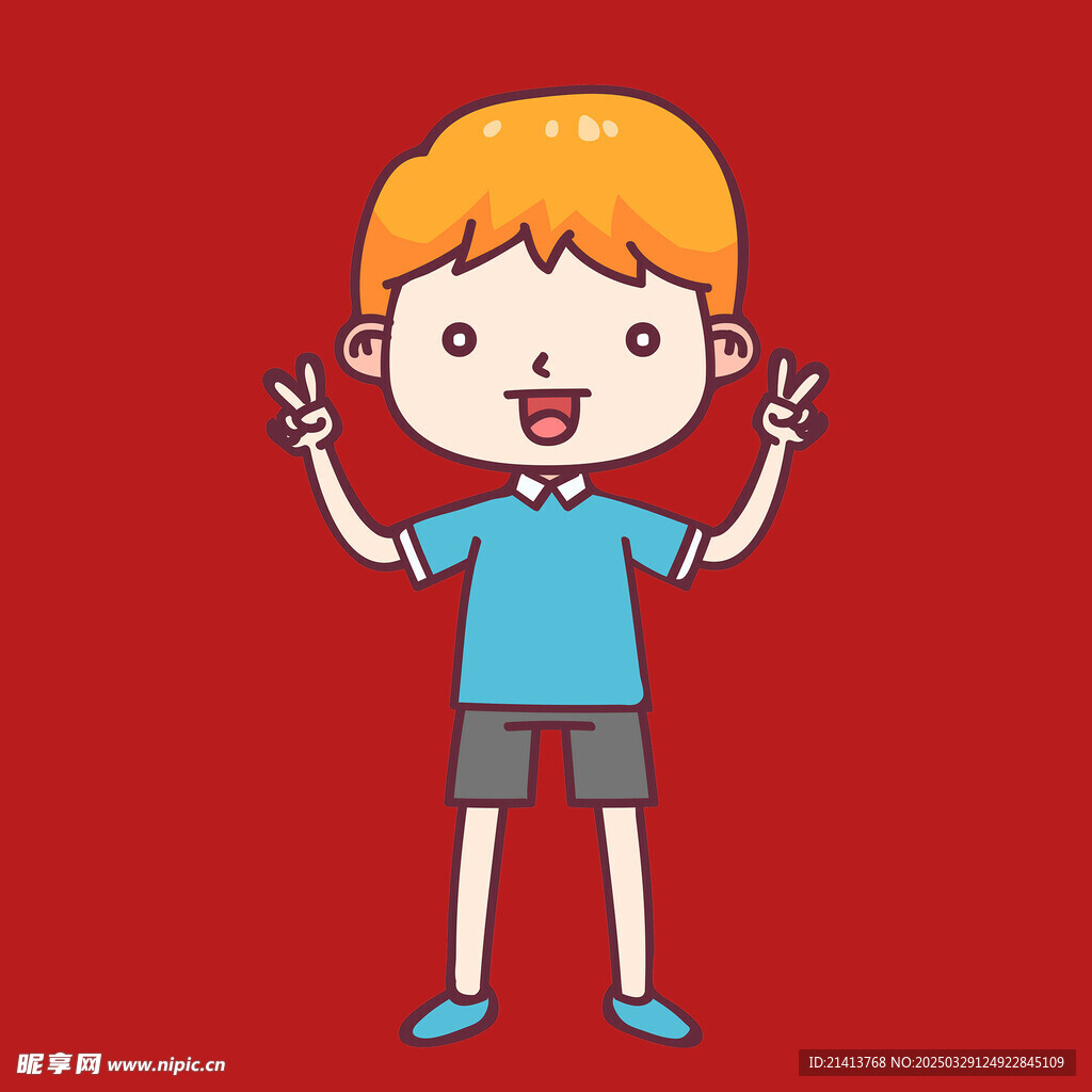 手绘儿童男孩