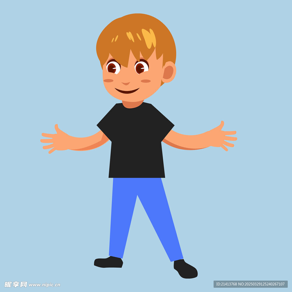 手绘儿童男孩