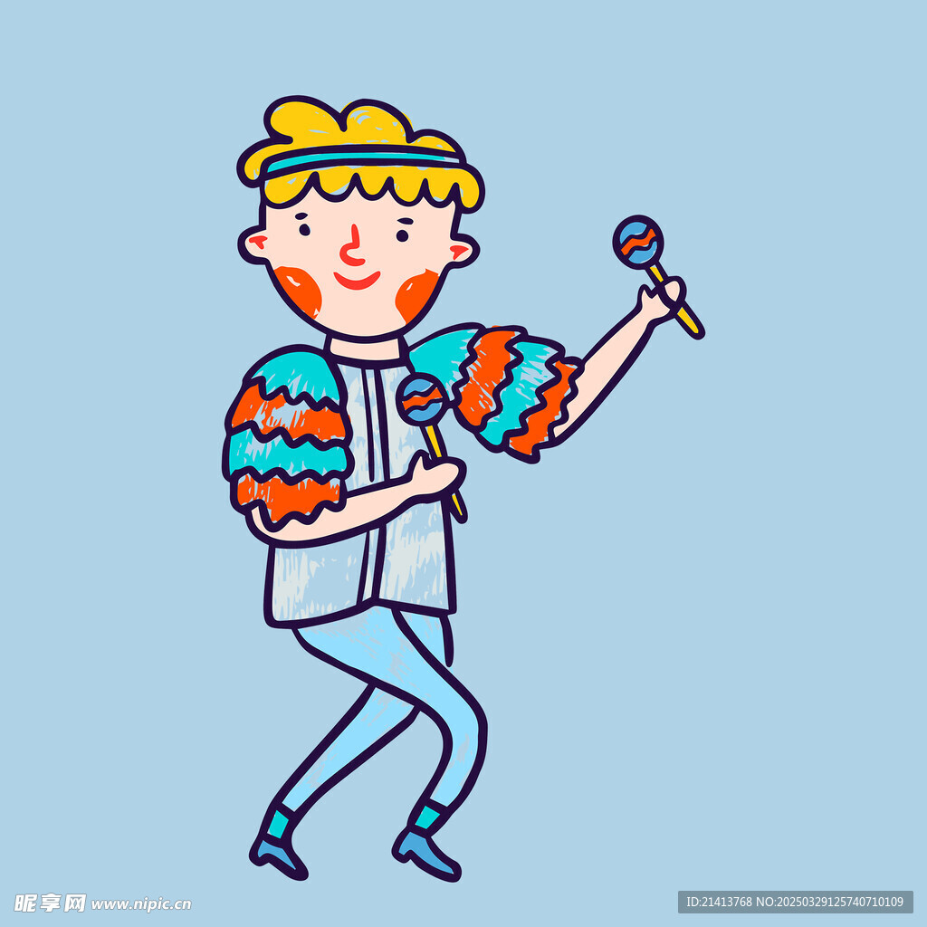 手绘儿童男孩