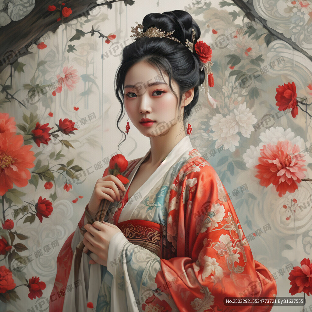 帮我生成一幅汉服美女