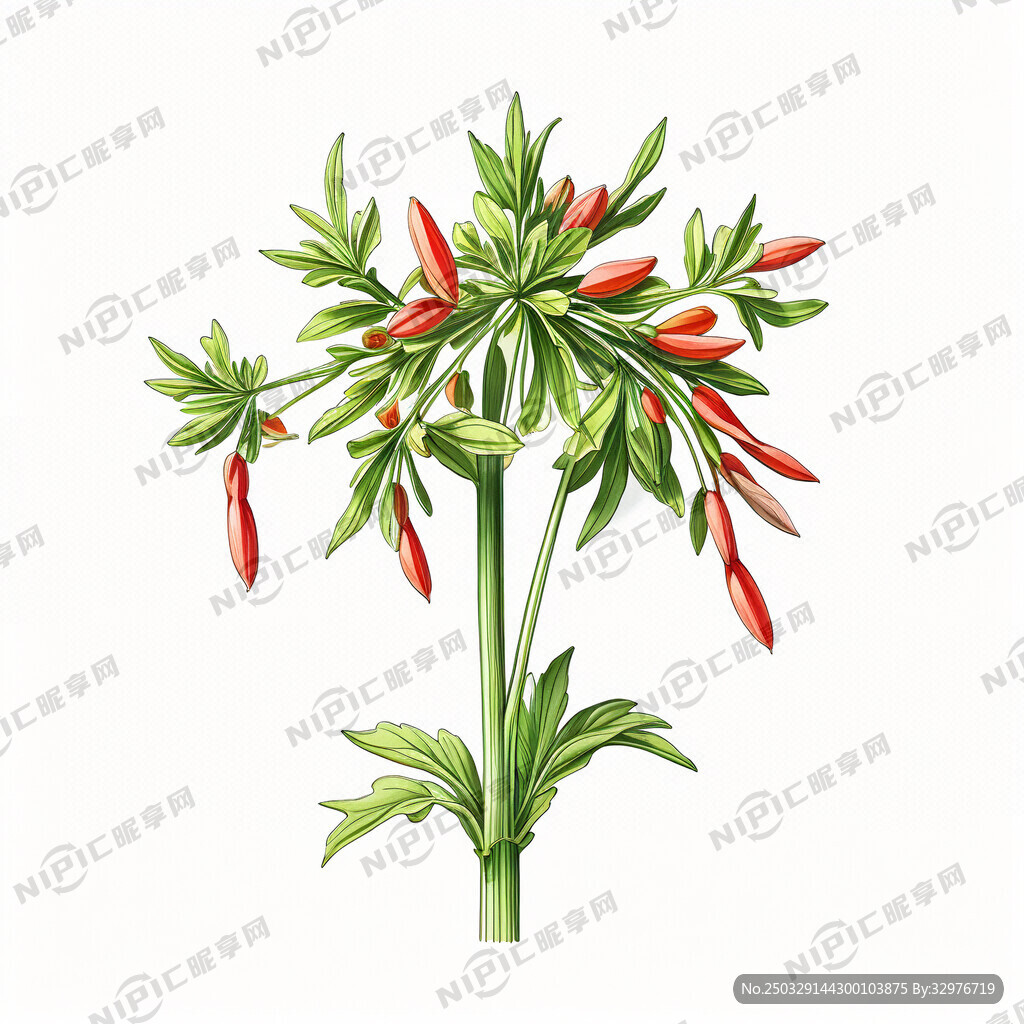 中药材枸杞子植物草本 手绘作图