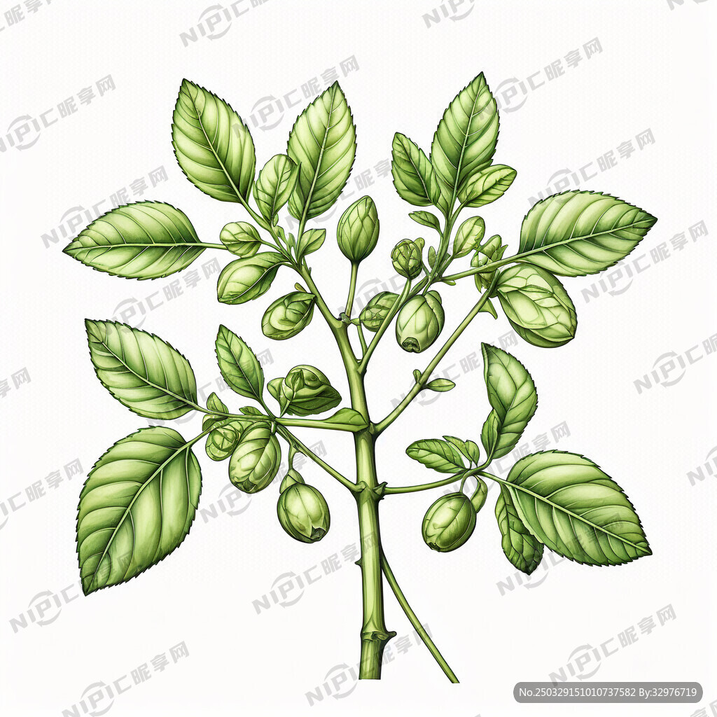 中药胖大海的植物草本 手绘清晰
