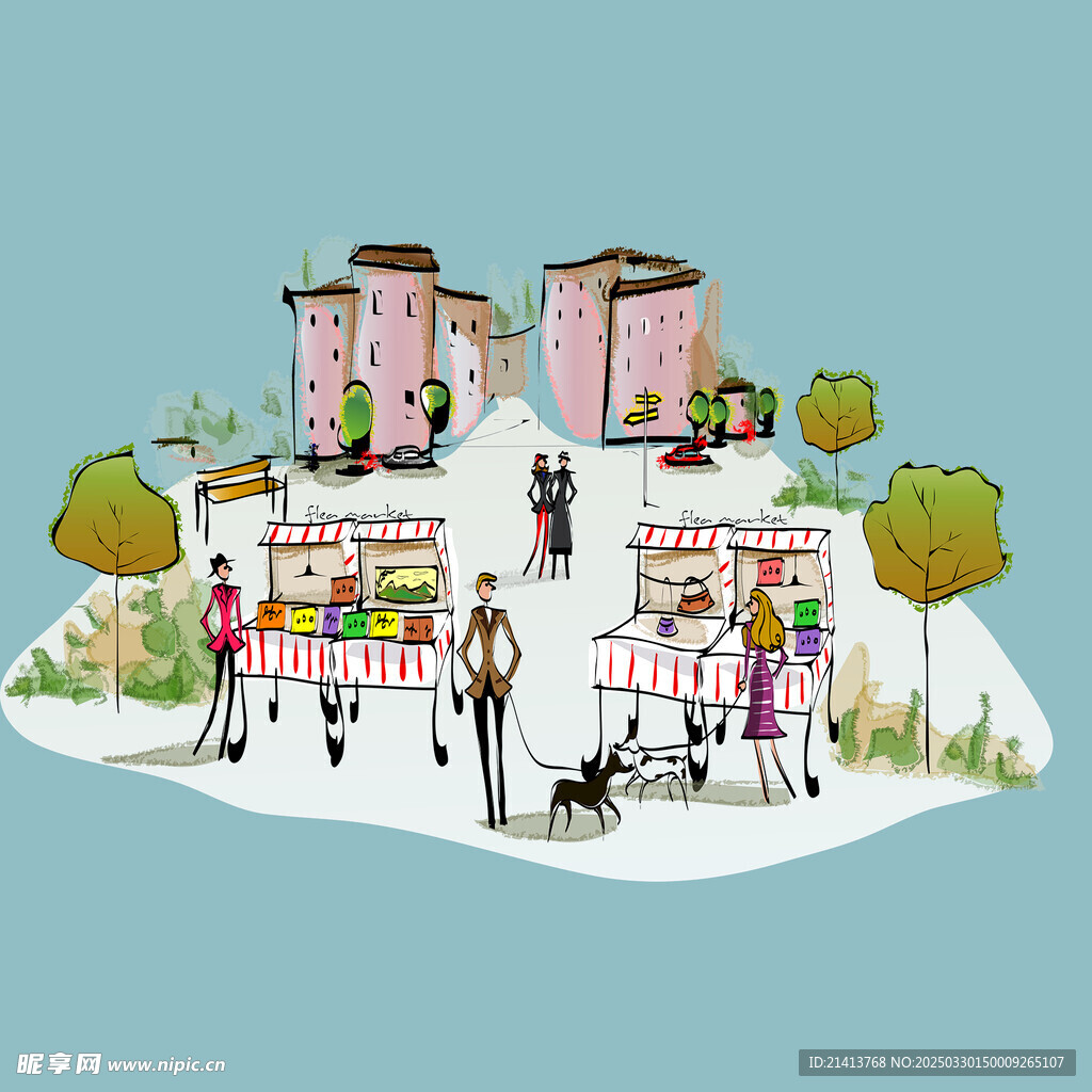 手绘建筑房子