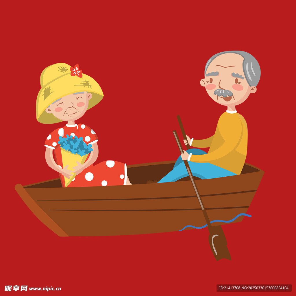 手绘卡通老人