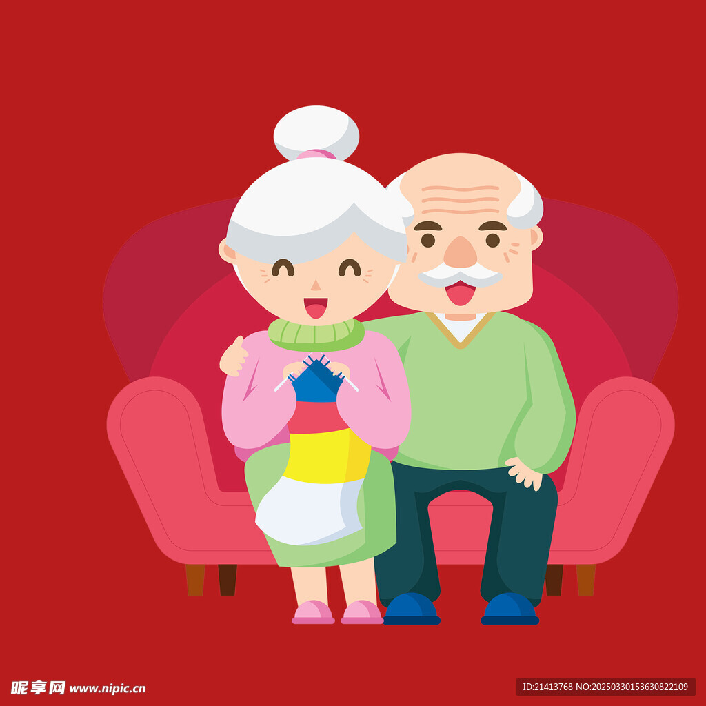 手绘卡通老人