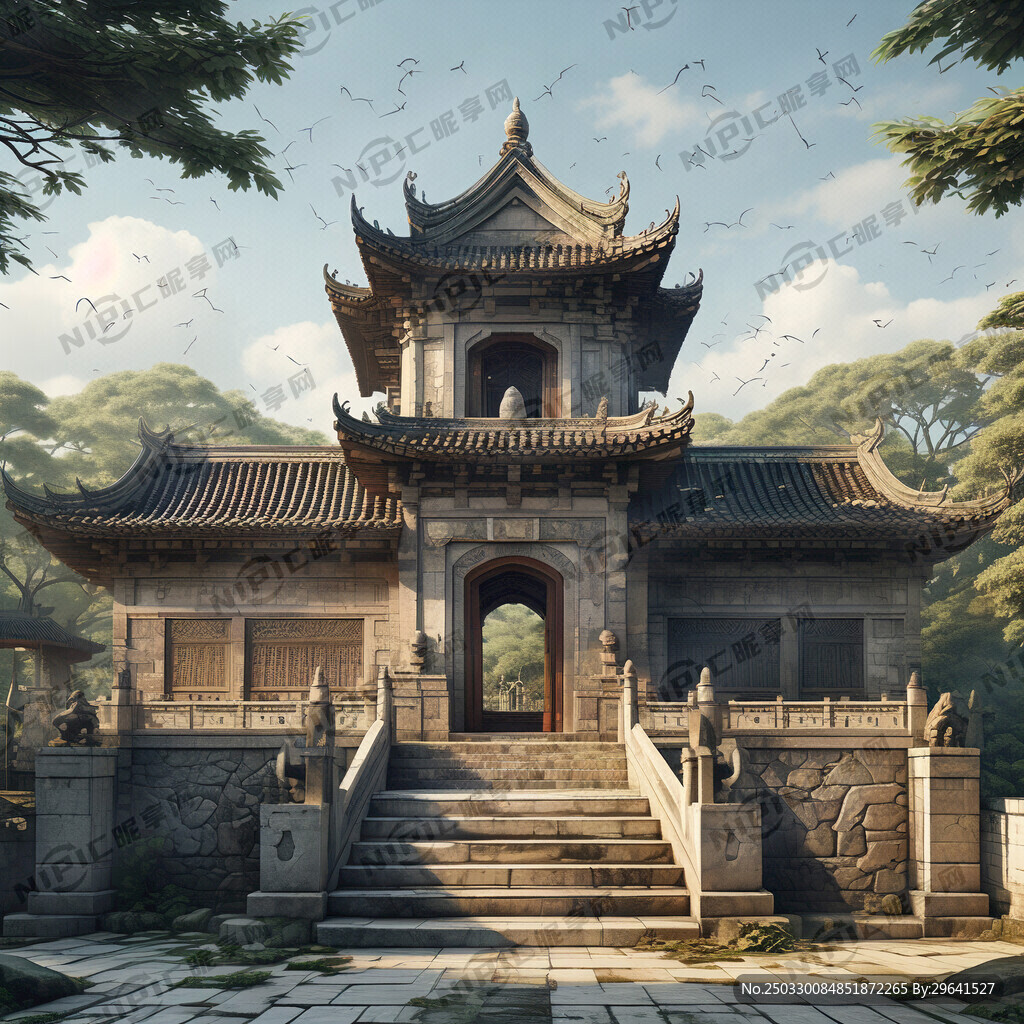 AI创作图古建 宁静 正面nipic.com-昵图网