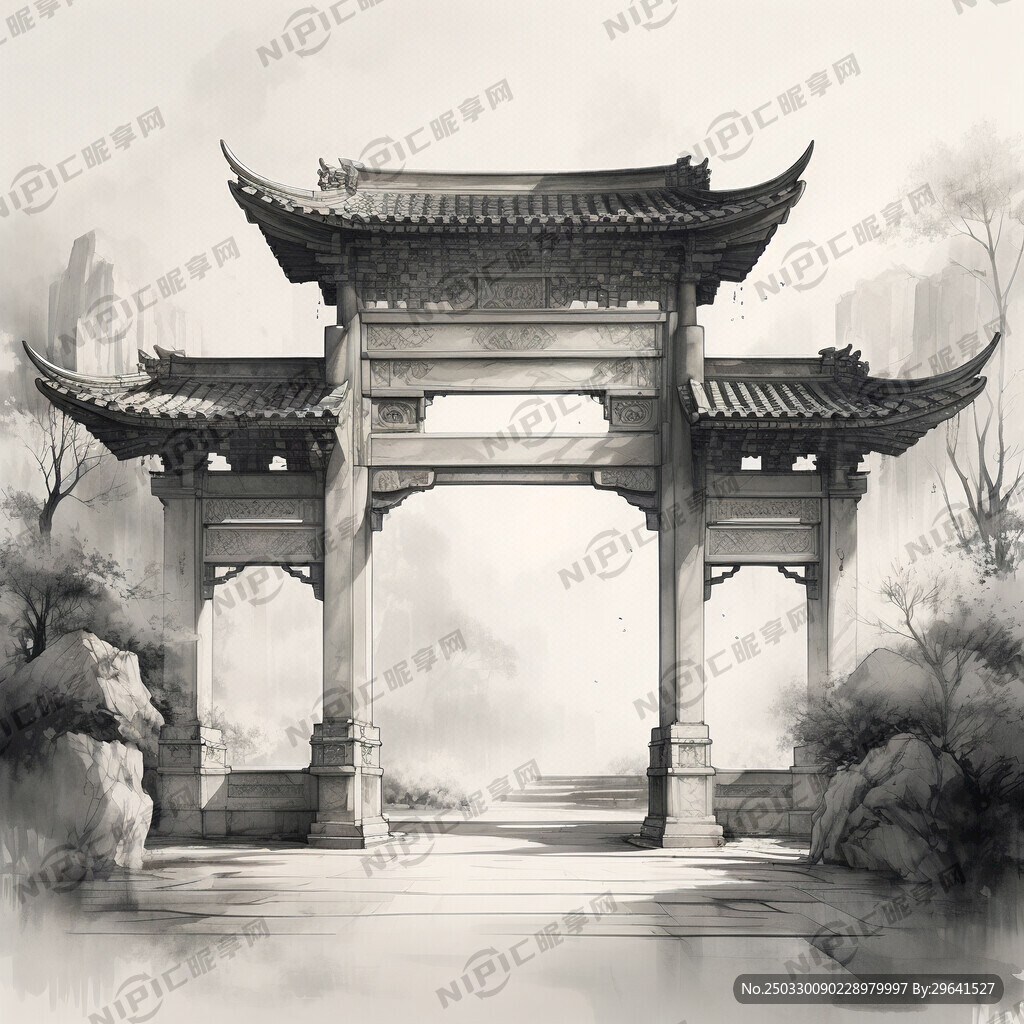 古建 宁静 正面 大幅 宽面