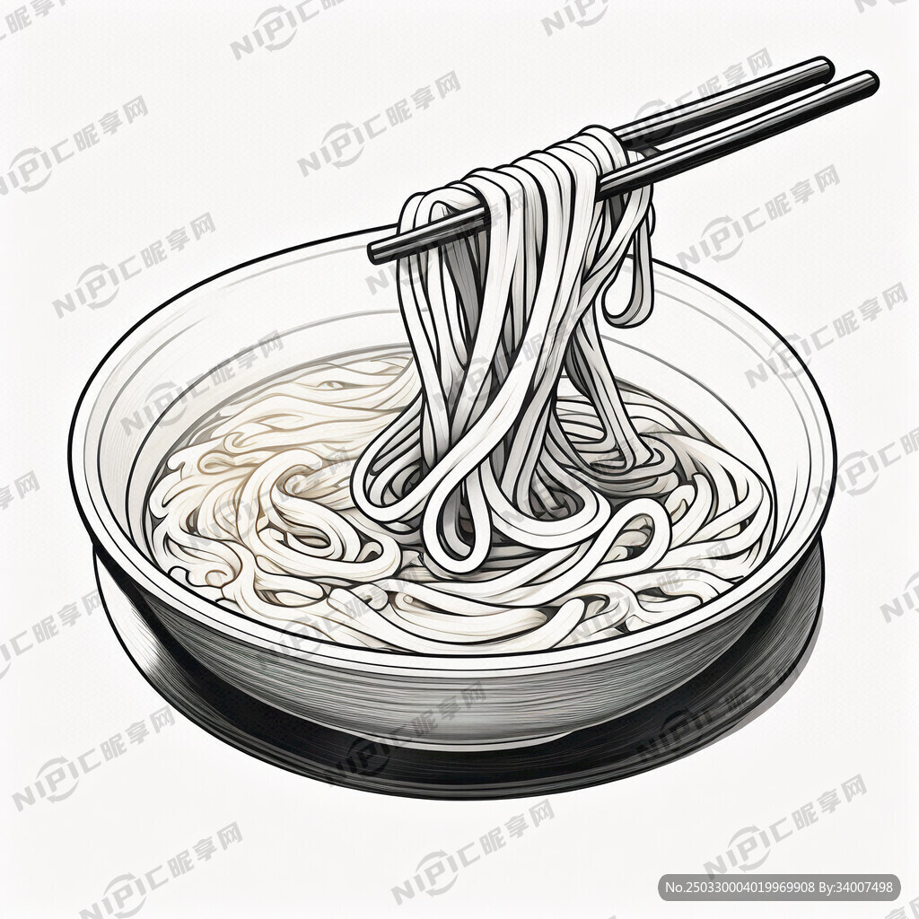 碗 筷  米线  简笔画