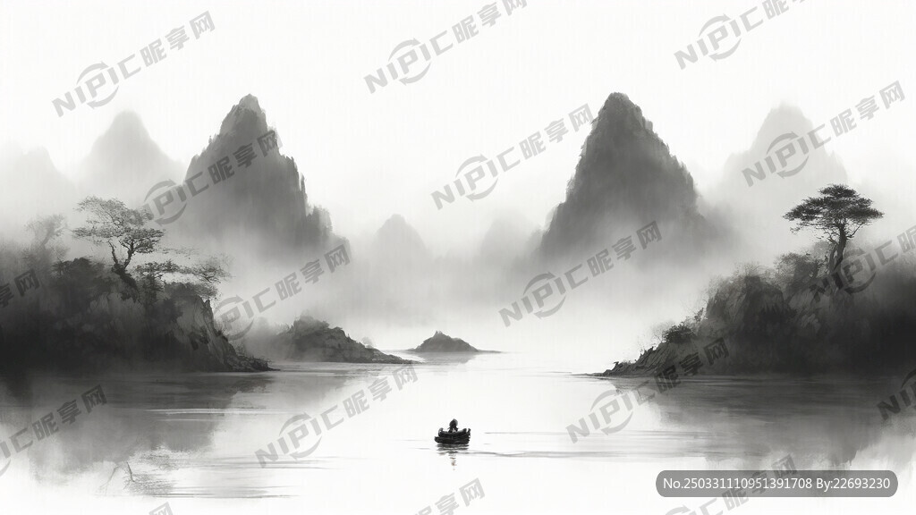山谷 中国风 中国画 山水