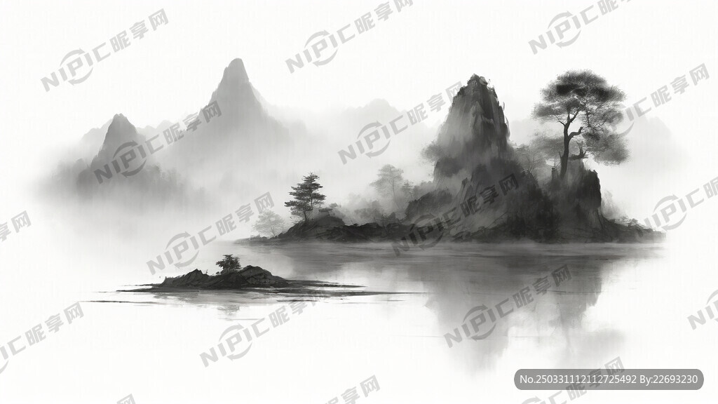 山谷 中国风 中国画 山水