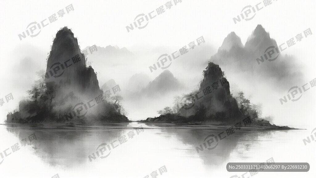 山谷 中国风 中国画 山水