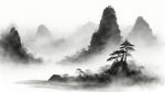山谷，中国风，中国画，山水，水墨风格，写意，意境，高雅，高清，仙风道骨。